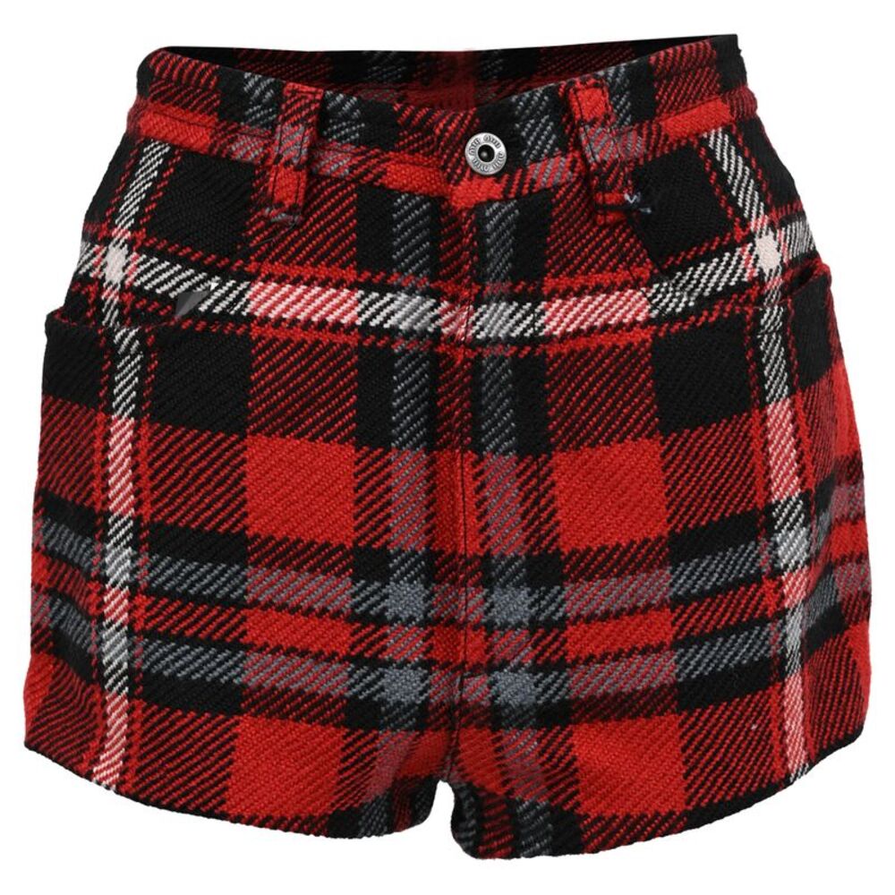 Miu Miu Checked Tweed Shorts in Red Wool
